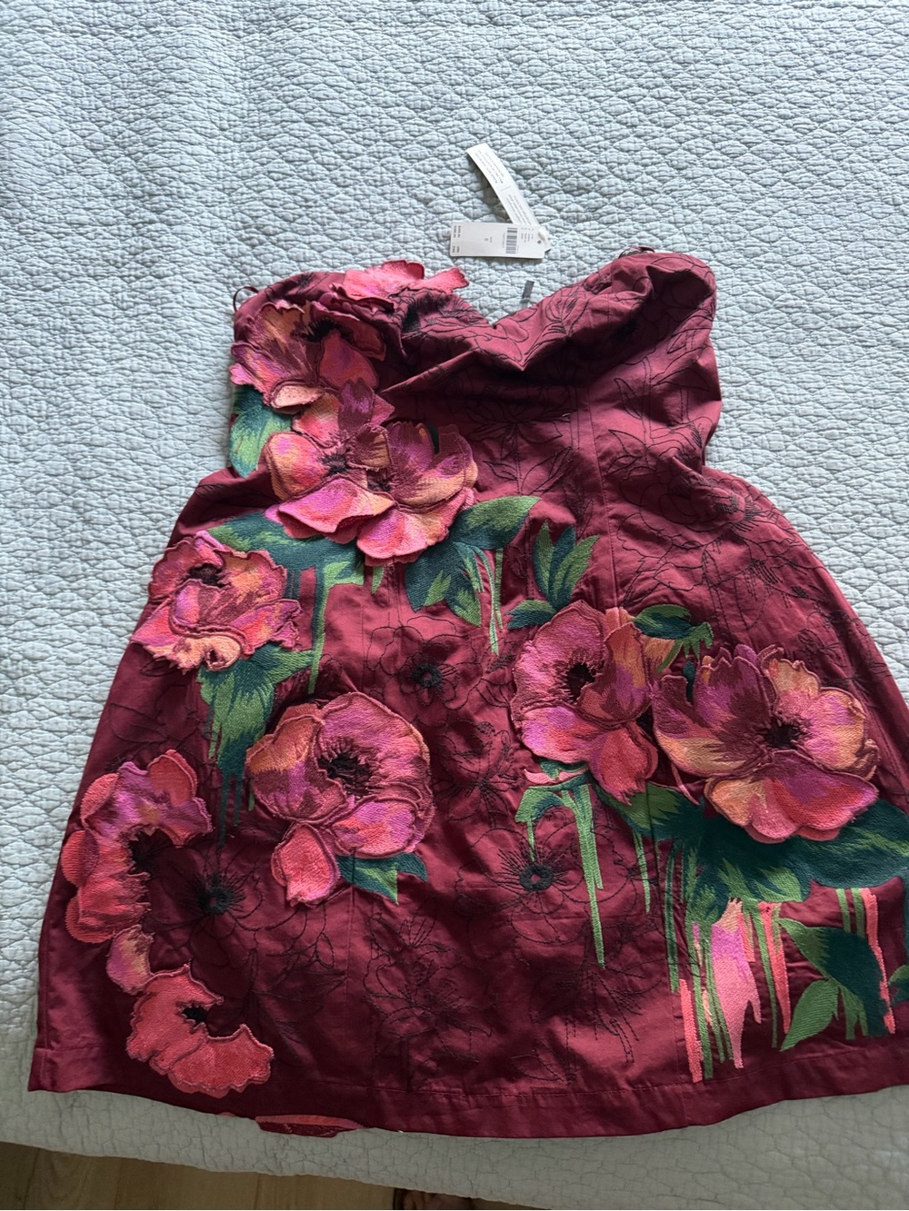 Women’s Burgundy Floral Strapless Dress